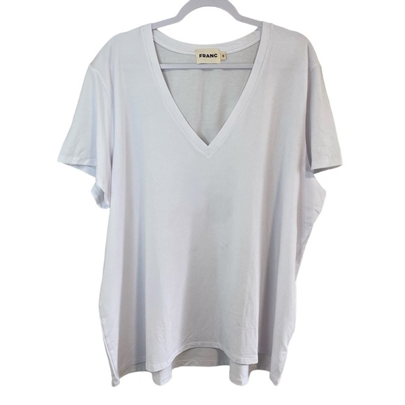 Franc - White Cotton Blend V-Neck T-shirt - 4X - CANADA - Picture 2 of 7